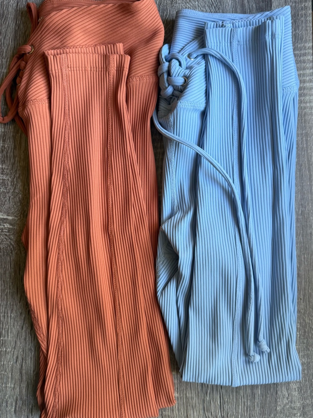 Two Year of Ours Ribbed Set - Rust & Baby Blue
